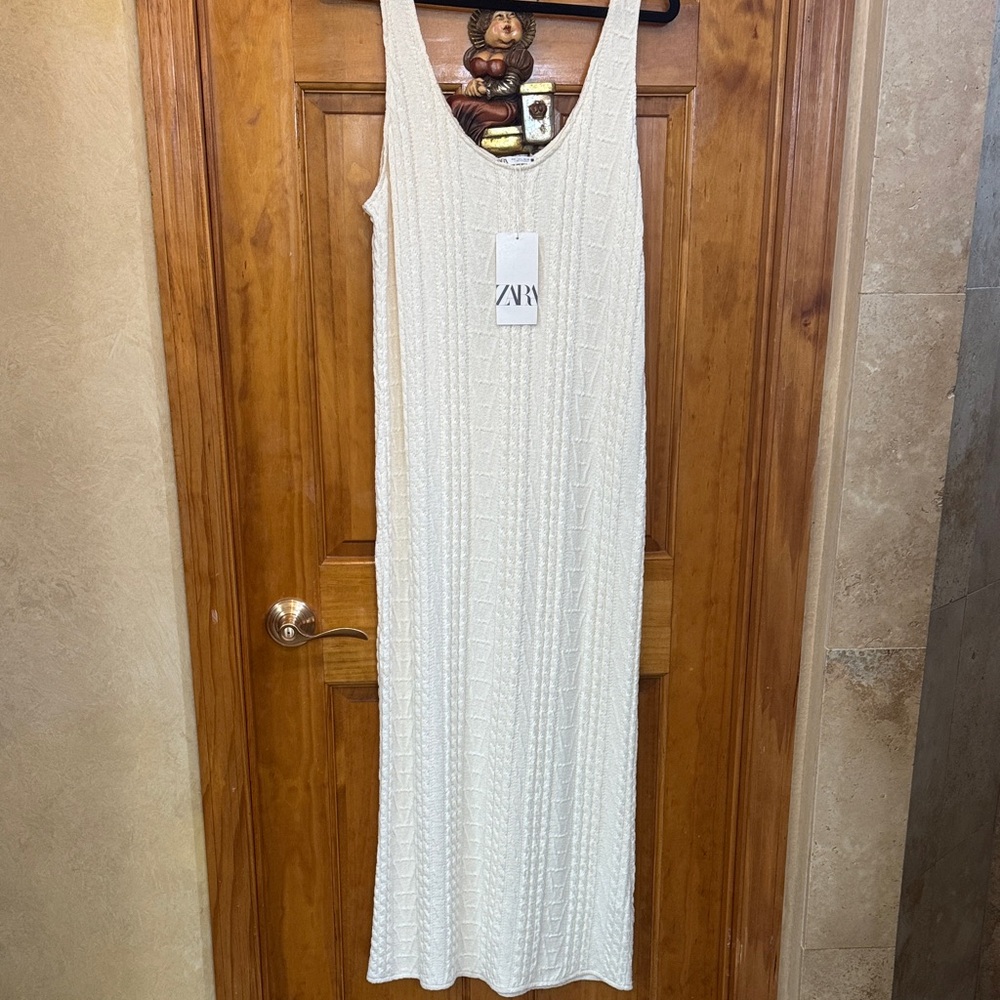 Zara Cream Textured Maxi Dress